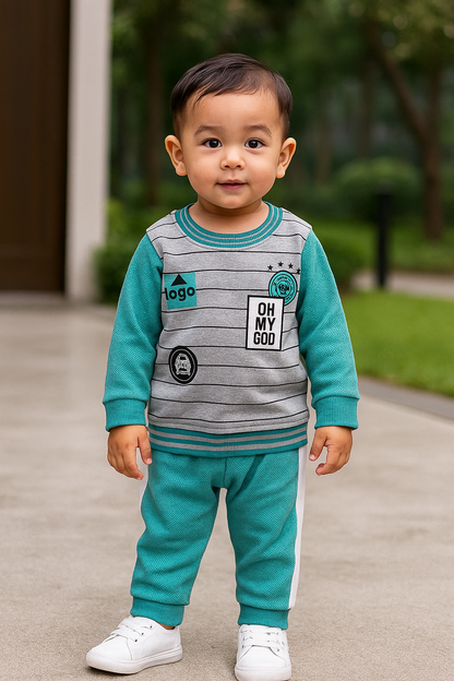 Boys Sweatshirt Set | 2-Piece Striped Top with Matching Pants
