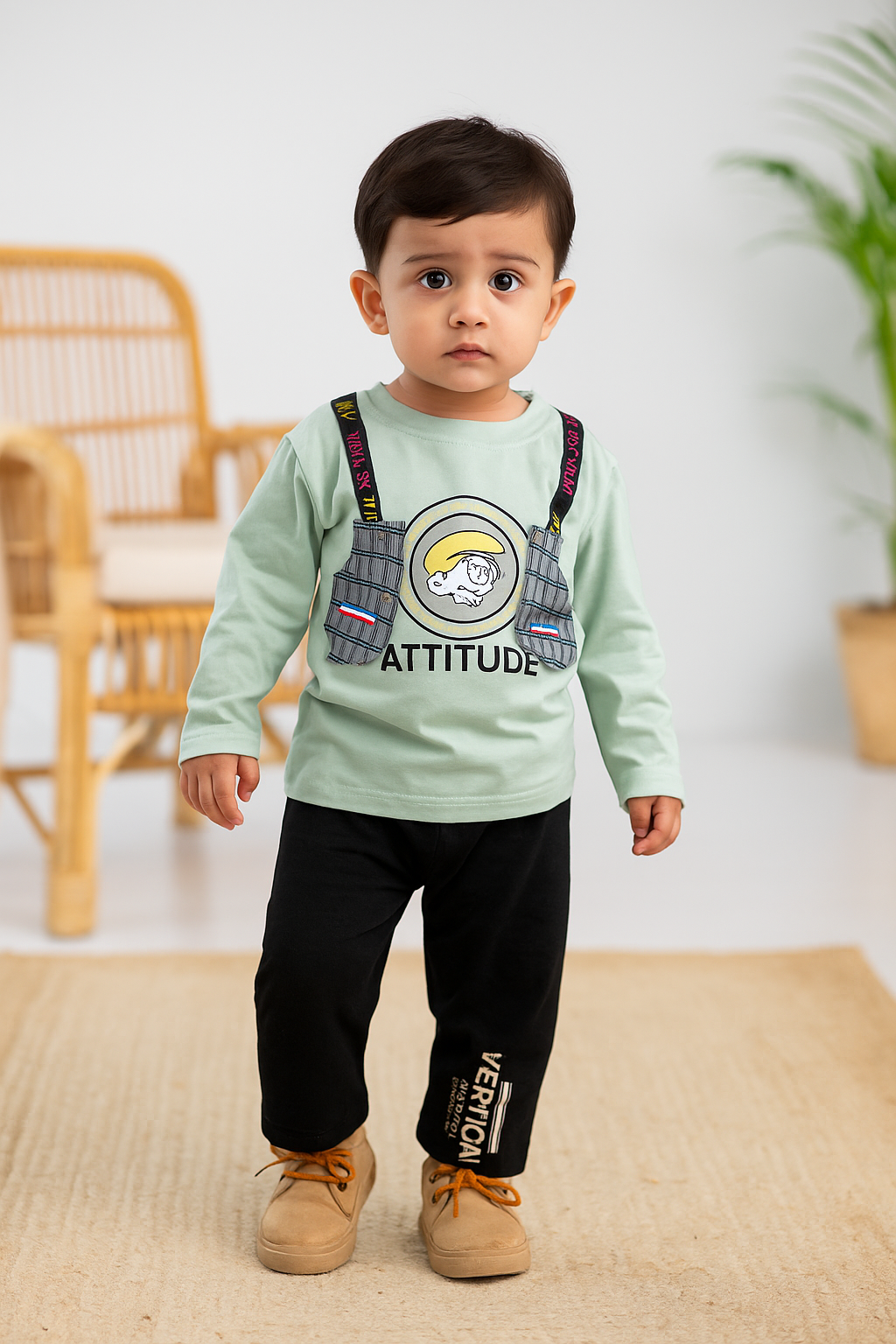 Printed Top with Fashion Straps and trouser ,  2-Piece Set