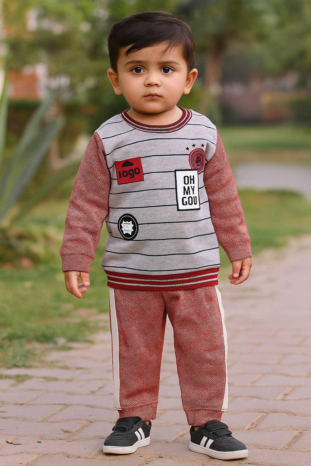 Boys Sweatshirt Set | 2-Piece Striped Top with Matching Pants