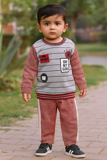 Boys Sweatshirt Set | 2-Piece Striped Top with Matching Pants