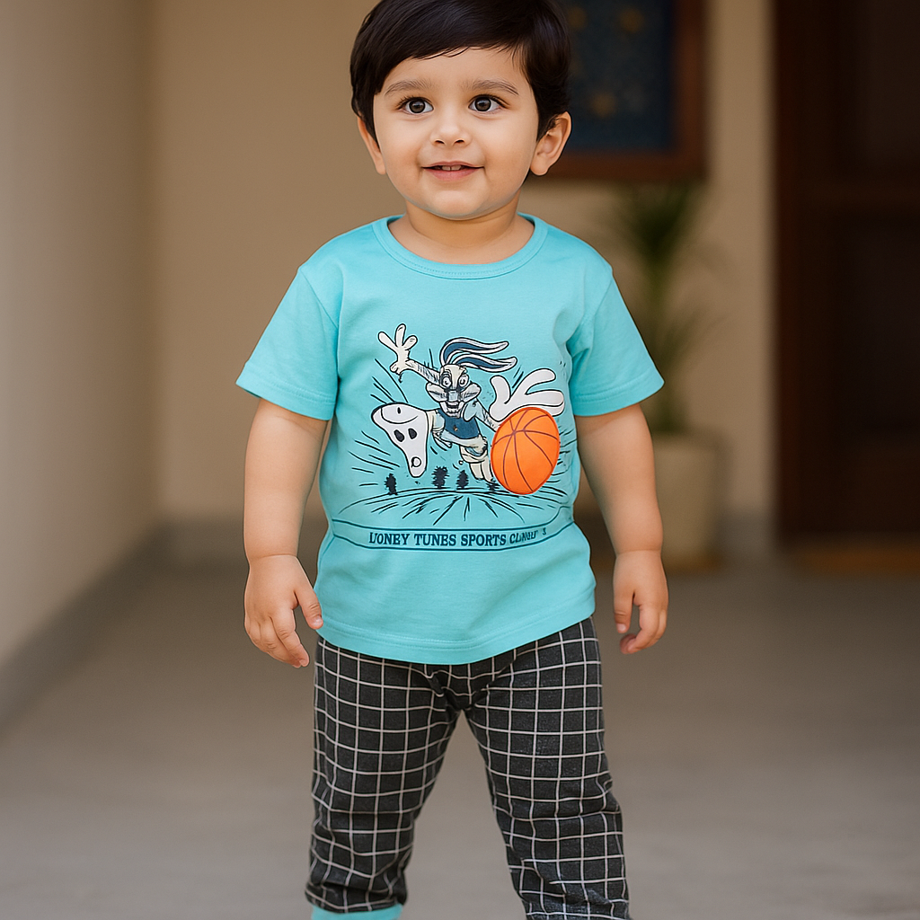 Looney Tunes Pajama Set - T-Shirt & Checked Pajama Set