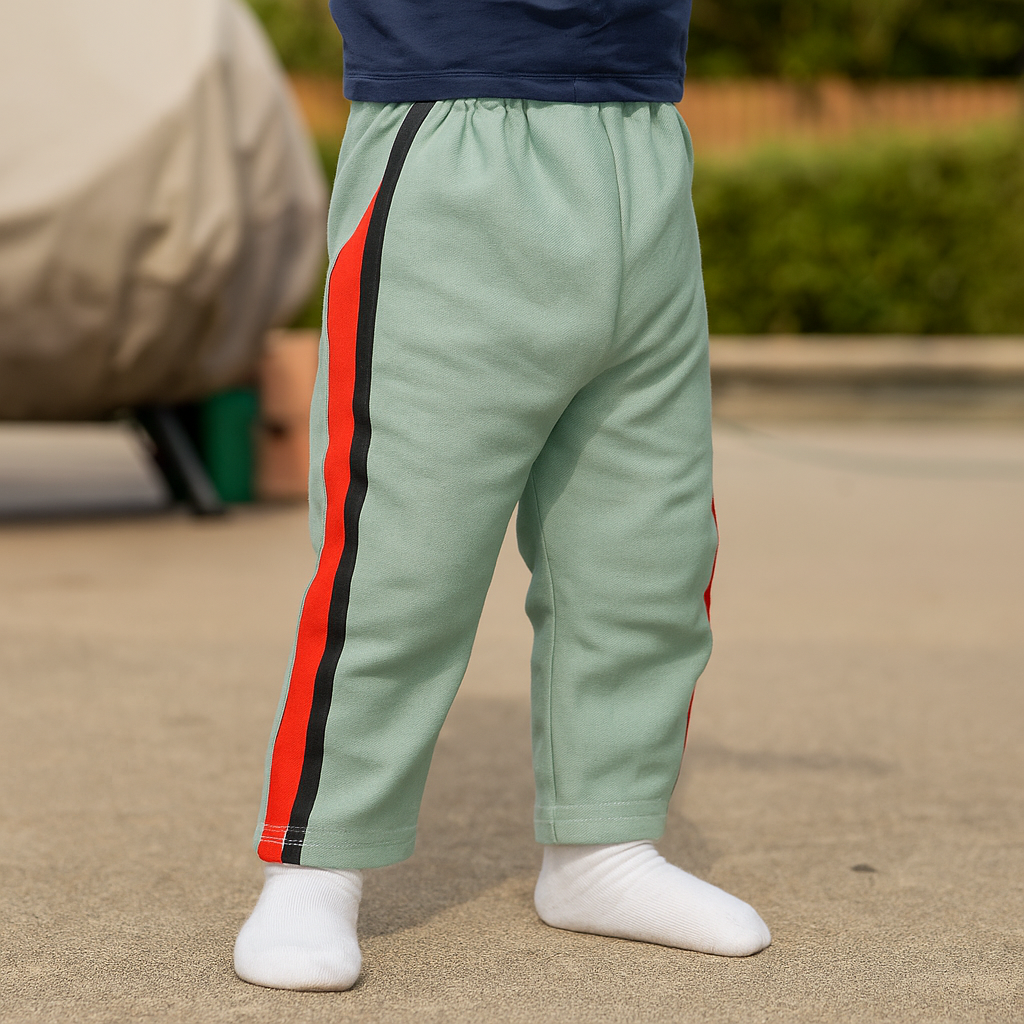 mint green Track Pants with Red & black Side Stripes