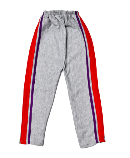 grey Track Pants with Red & black Side Stripes