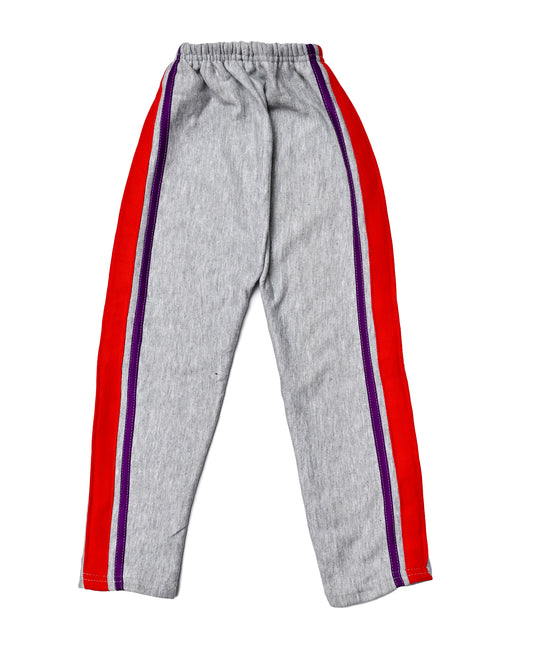 grey Track Pants with Red & black Side Stripes