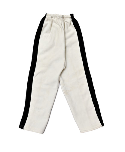 white Track Pants with black Side Stripes
