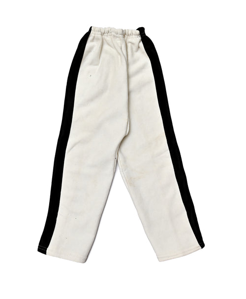 white Track Pants with black Side Stripes
