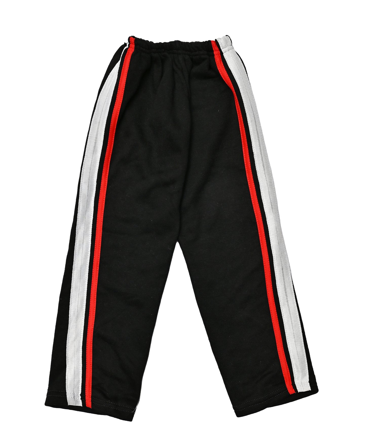 Black Track Pants with Red & White Side Stripes
