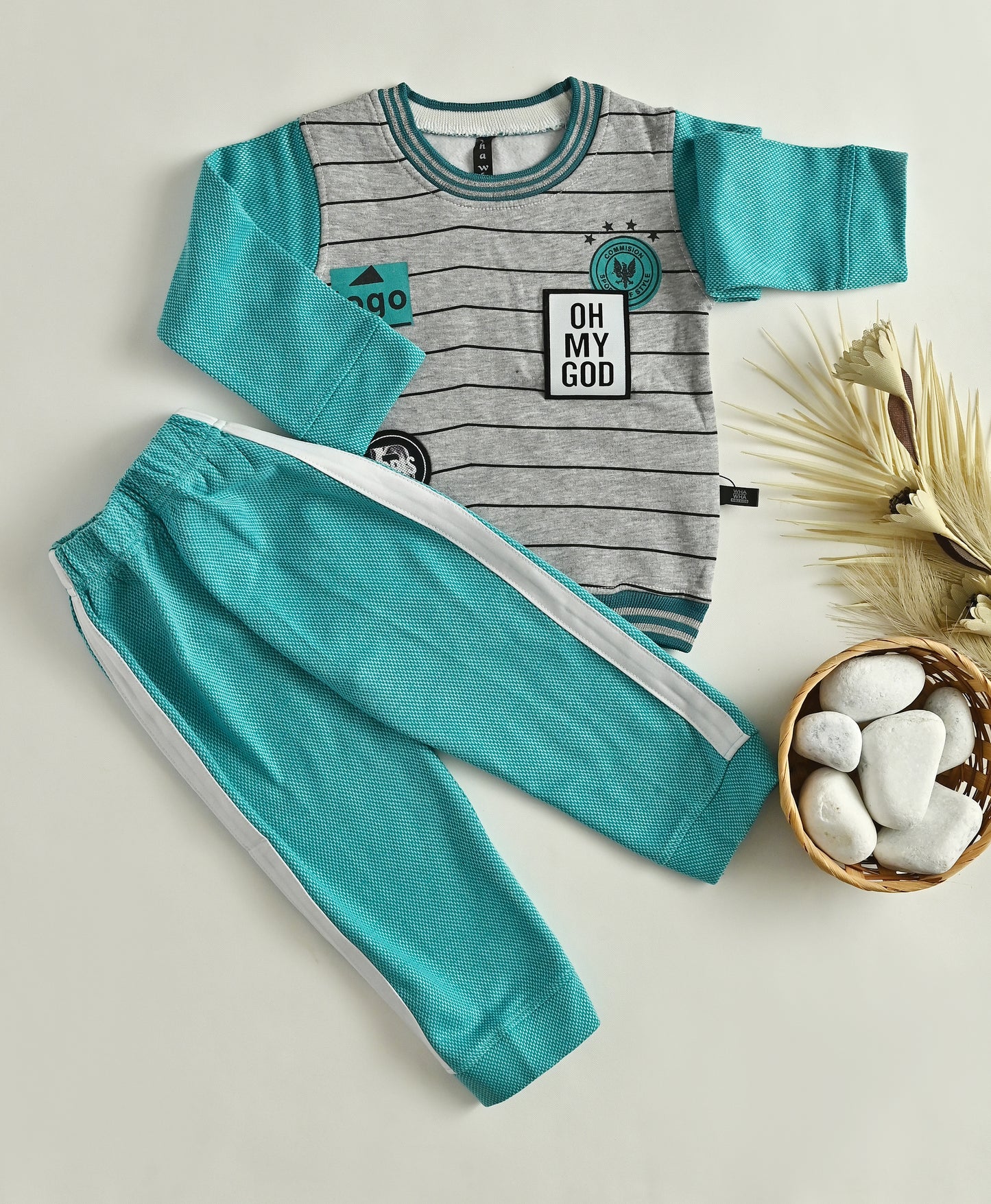 Boys Sweatshirt Set | 2-Piece Striped Top with Matching Pants