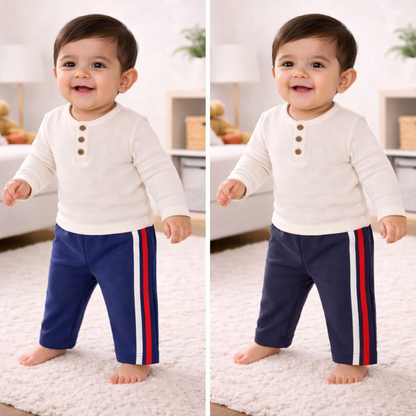 Baby Winter Jogger Pants with Side Stripes _ 6 Months To 1 Year